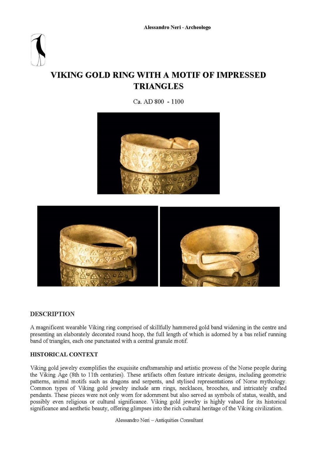 Magnificent Viking Gold Ring | Motif of Impressed Triangles