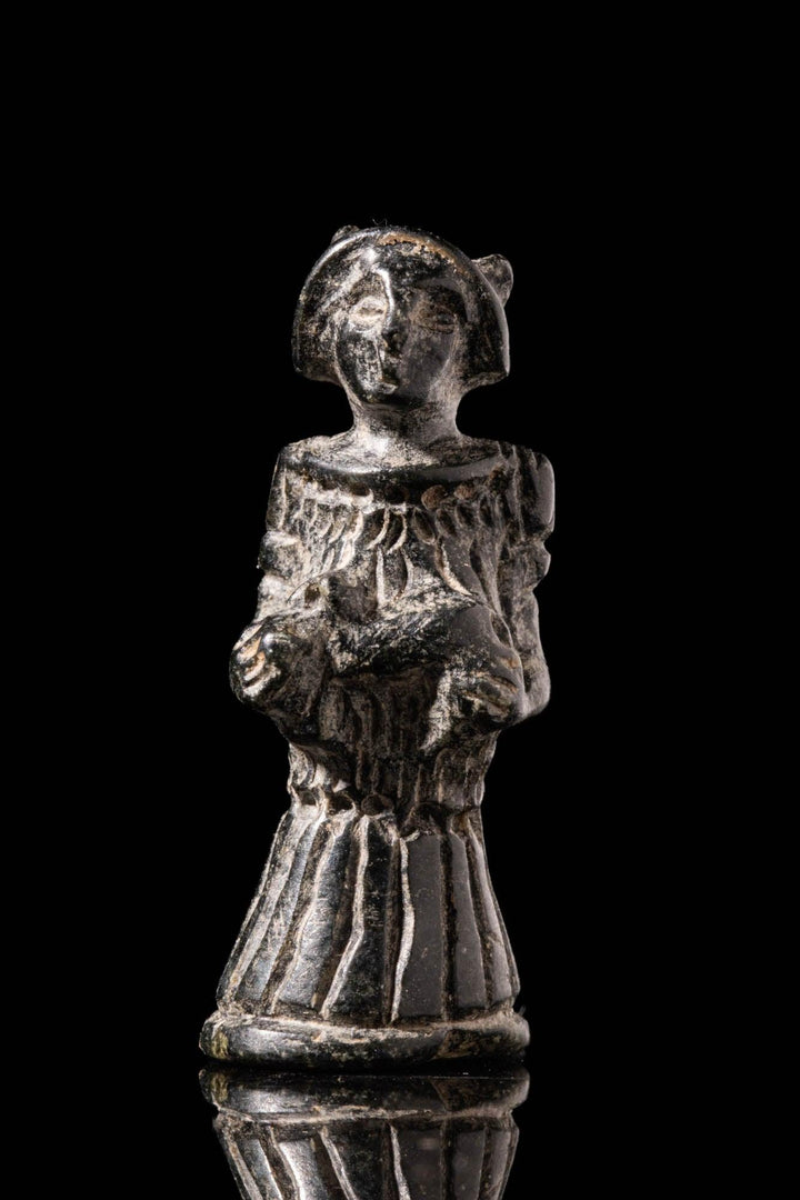 Syro-Hittite Black Stone Goddess Statuette - 18th to 17th Century BCE | Proven Divine Symbolism