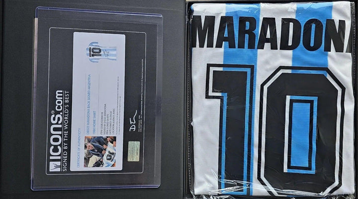 Diego Maradona 10 Argentina 1986 World Cup - Signed Soccer Shirt | Exclusive ICONS COA