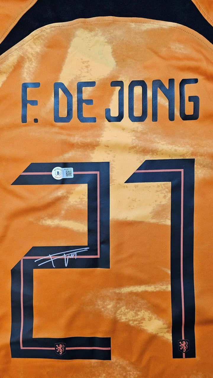 Frenkie de Jong 21 Netherlands 2022 Signed Shirt | Dutch Midfield Maestro Memorabilia