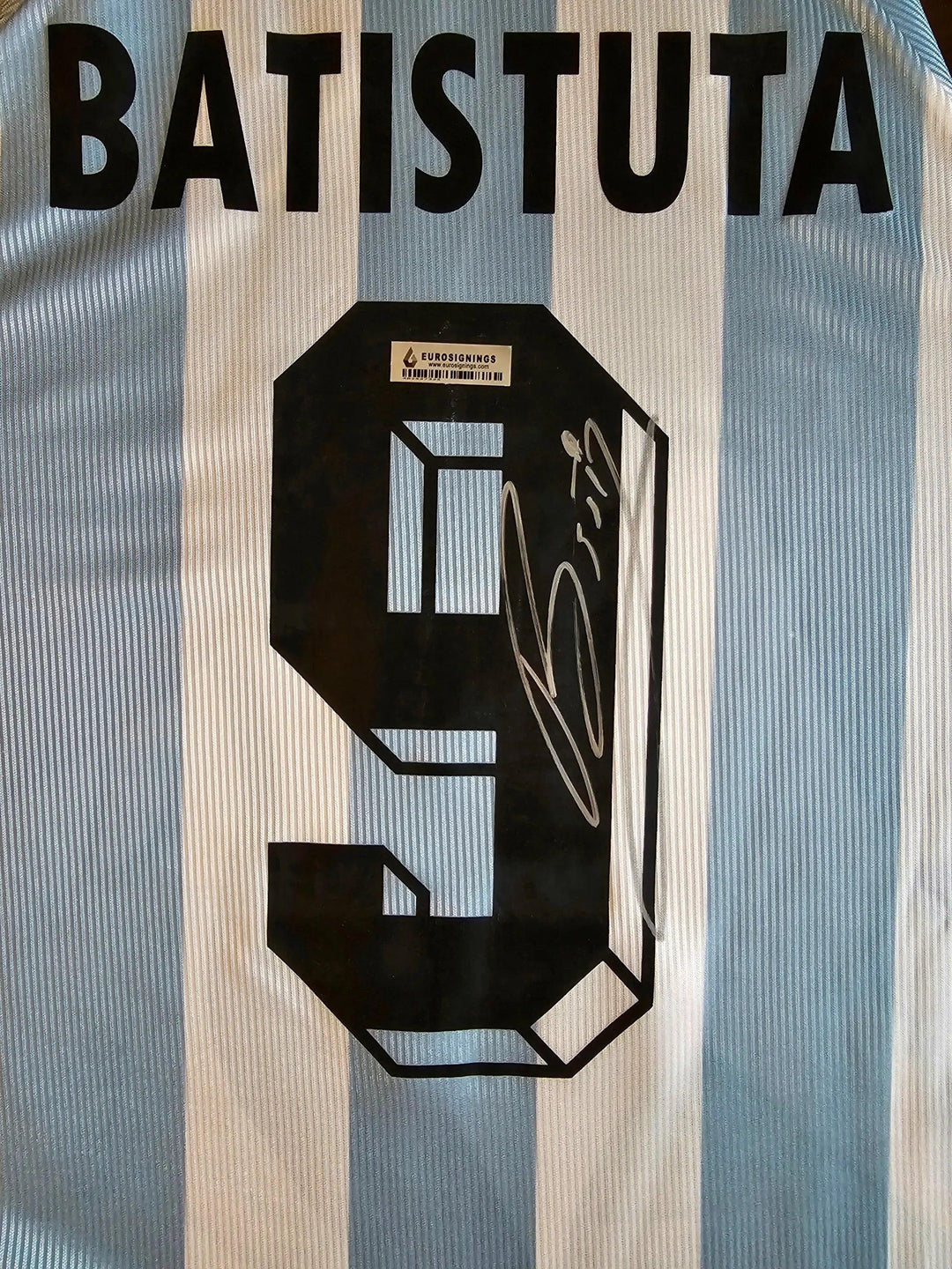 Gabriel Batistuta 9 Argentina 1998 World Cup Home - Signed Soccer Shirt | Batigol