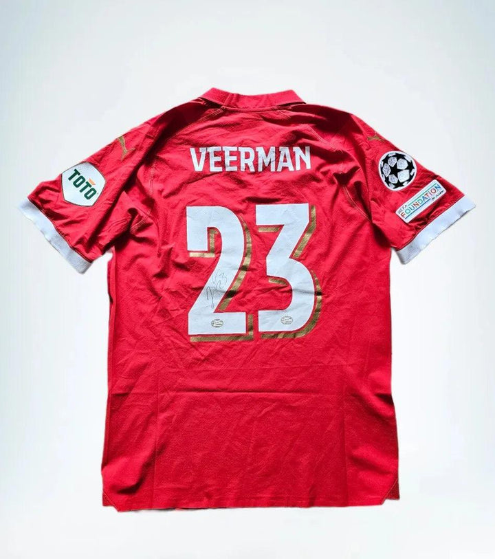 Joey Veerman 23 PSV - Signed Soccer Shirt | UEFA Champions League Dual Signed