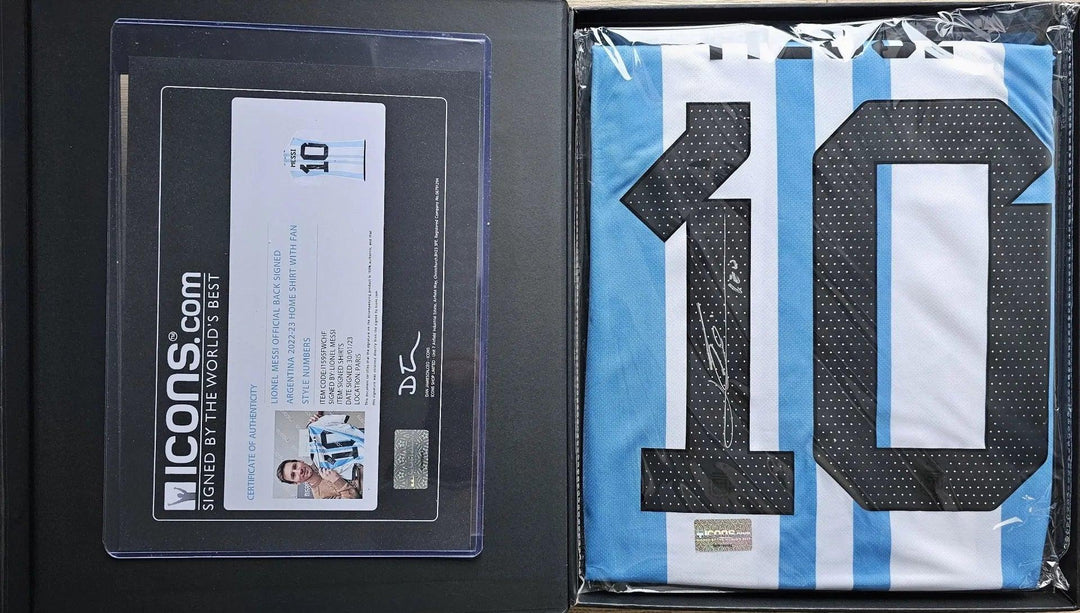 Lionel Messi 10 Argentina 2022 Home - Signed Soccer Shirt | ICONS Certification