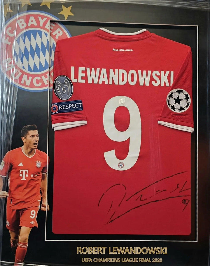 Robert Lewandowski 9 FC Bayern München 2019-2020 Home - Signed Soccer Shirt | UEFA Champions League Triumph