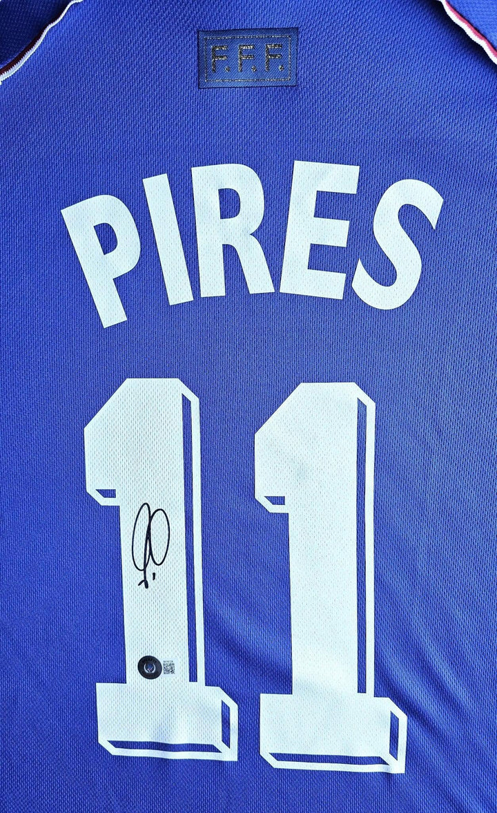 Robert Pires 7 France 1998 World Cup - Signed Soccer Shirt | World Cup Glory