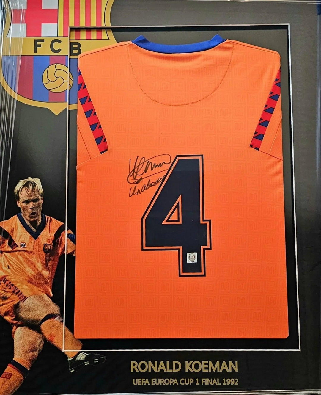 Ronald Koeman 4 Barcelona 1991-1992 Away - Signed Soccer Shirt | UEFA Europa Cup I