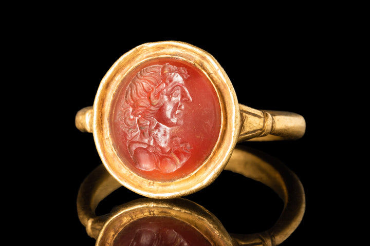 Roman Empire Gold Ring with Carnelian Intaglio | Julia Paula wife of Elagabal