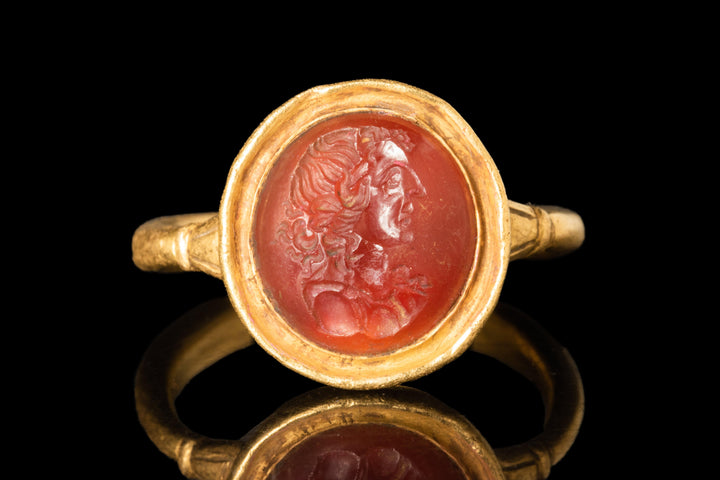 Roman Empire Gold Ring with Carnelian Intaglio | Julia Paula wife of Elagabal