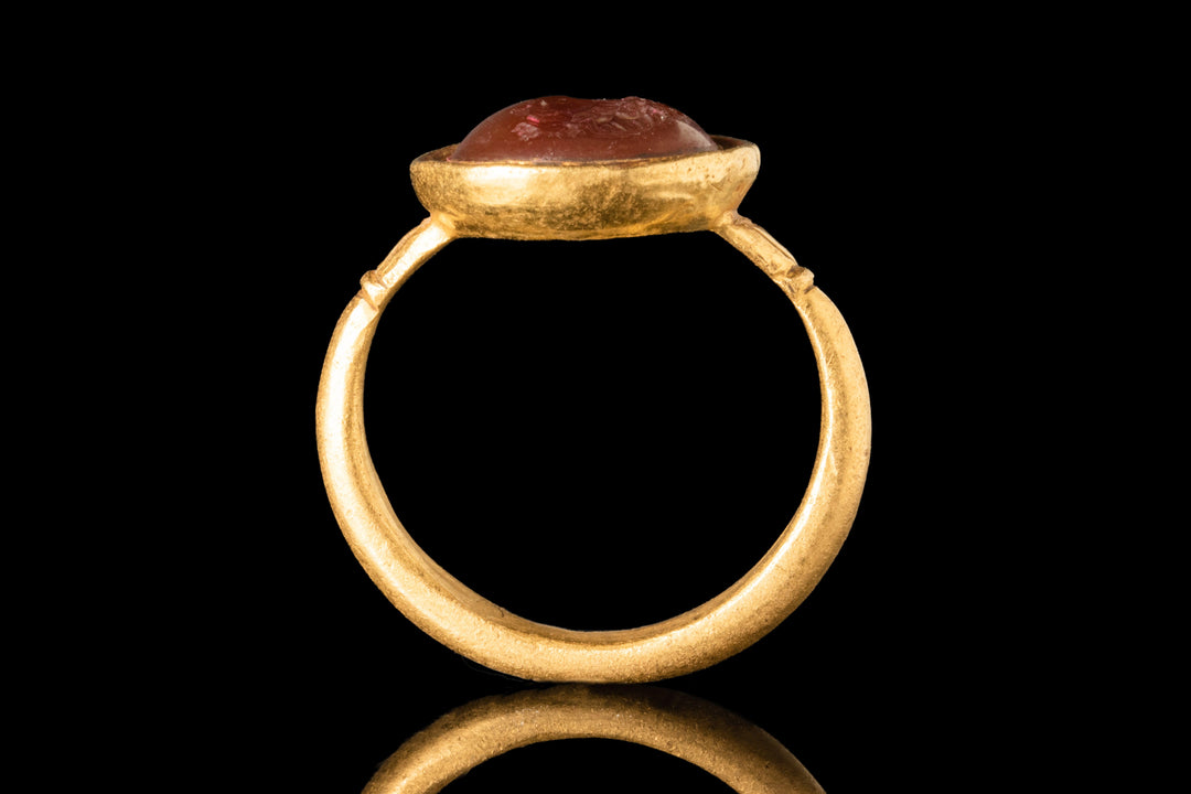 Roman Empire Gold Ring with Carnelian Intaglio | Julia Paula wife of Elagabal