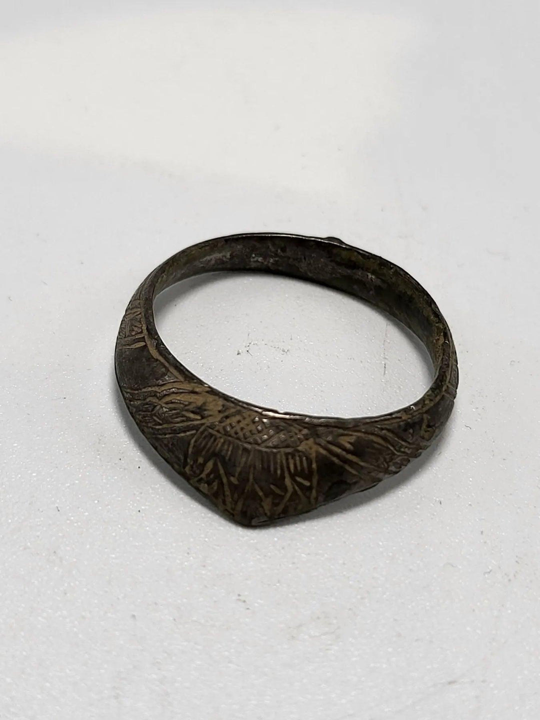 Medieval Bronze Archer's Thumb Ring - 10th to 13th Century CE | Intricately Decorated Artifact